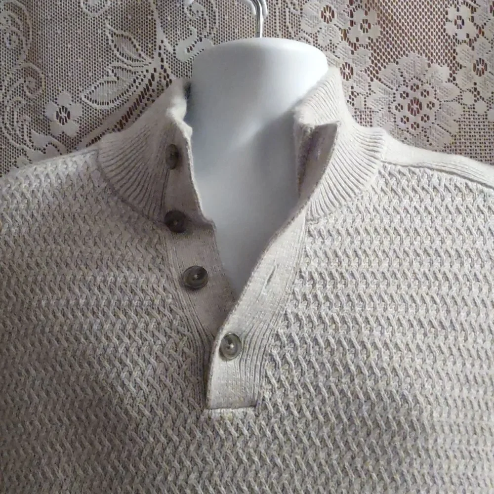Banana Republic Men's L light Gray Pullover Cotton Mix Classic Cabincore Sweater